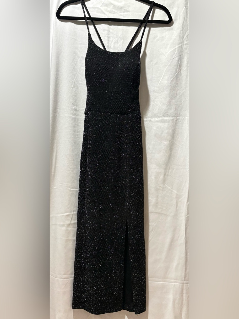 Speechless Black Glitter Midi Slip Dress with Double Straps 🆕